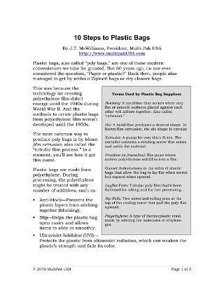 10 Steps to Plastic Bags