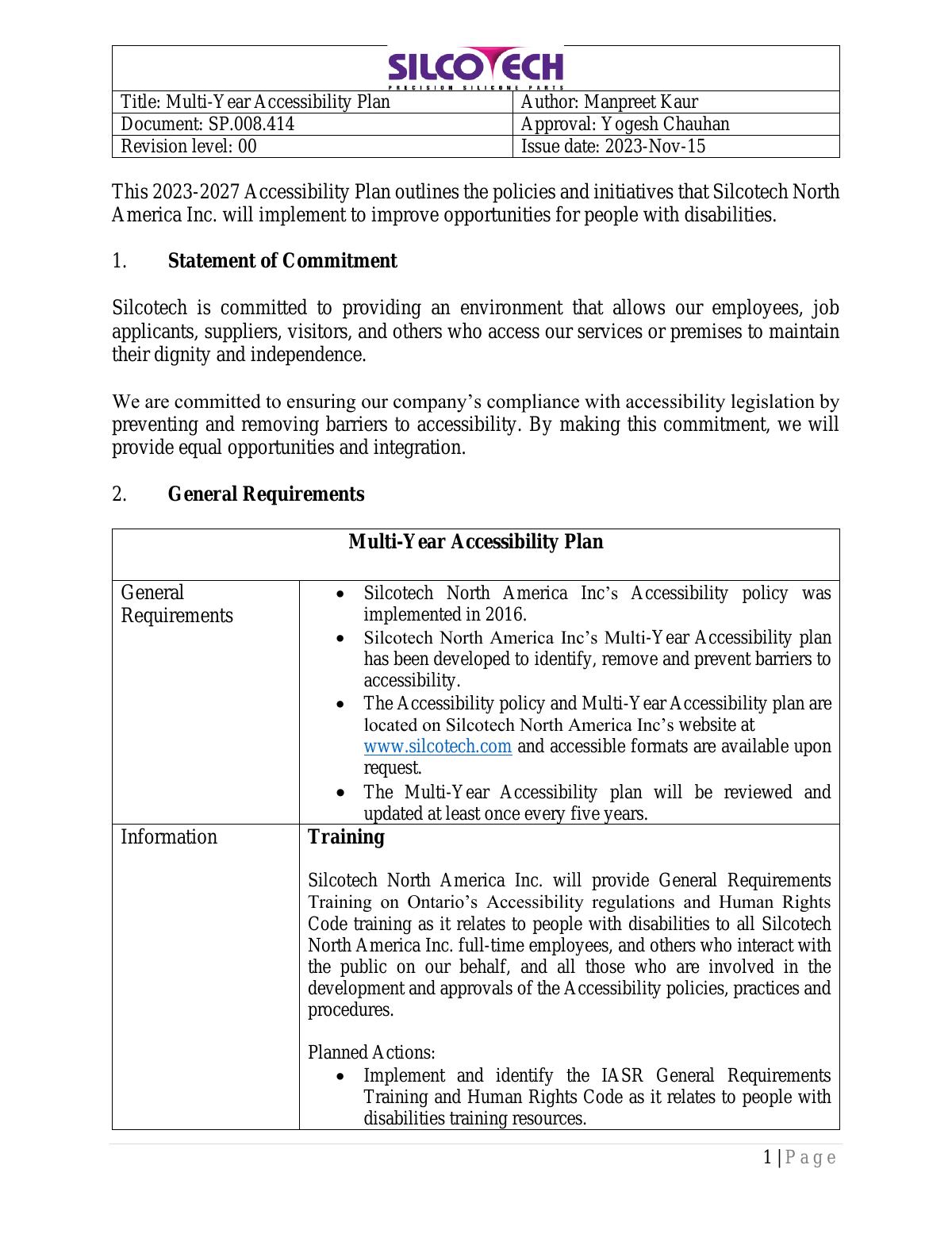 Multi-Year Accessibility Plan