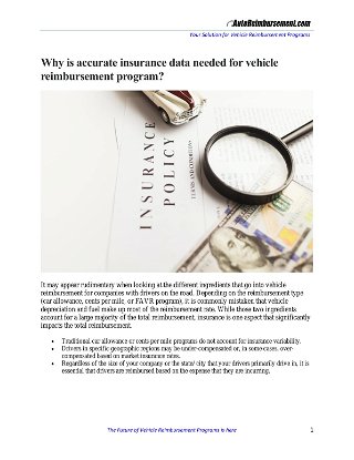 Why is accurate insurance data needed for vehicle reimbursement program?