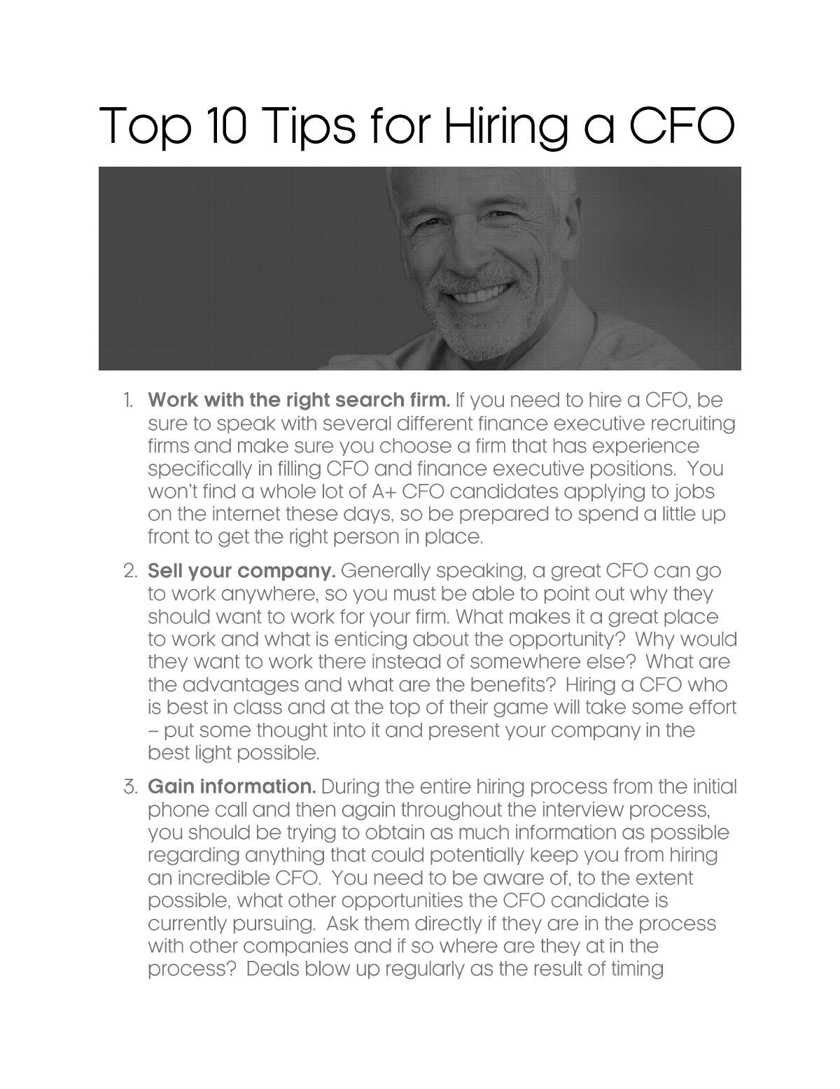 Top 10 Tips for Hiring a CFO