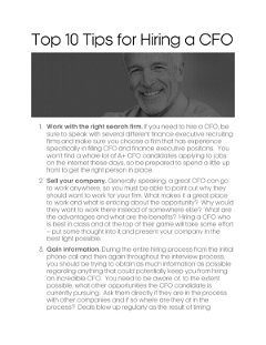 Top 10 Tips for Hiring a CFO