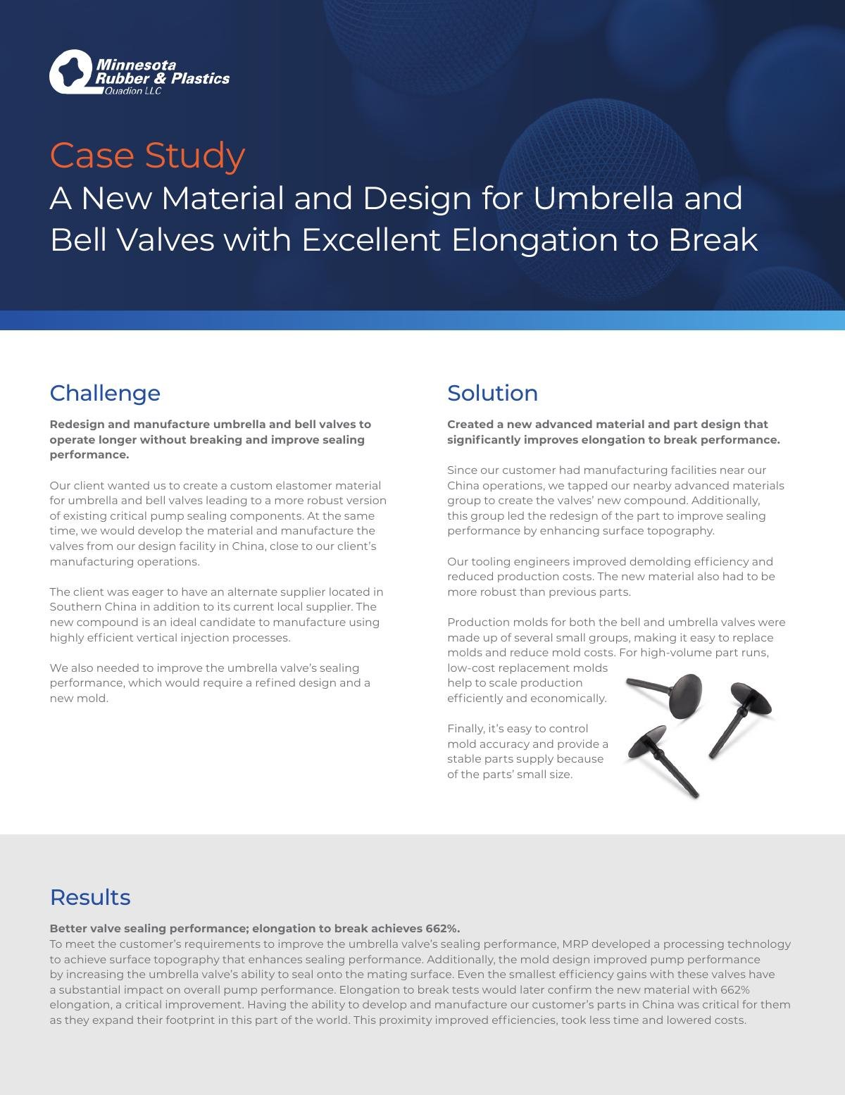 A New Material and Design for Rubber Umbrella and Bell Valves with Excellent Elongation at Break