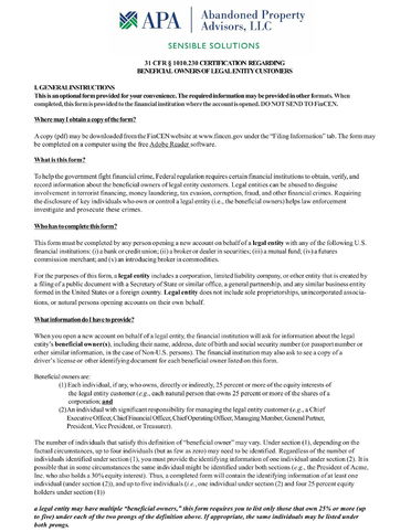 Beneficial Owners of Legal Entity Customers