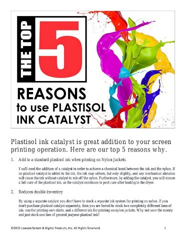Top 5 Reasons to Use a Plastisol Ink Catalyst