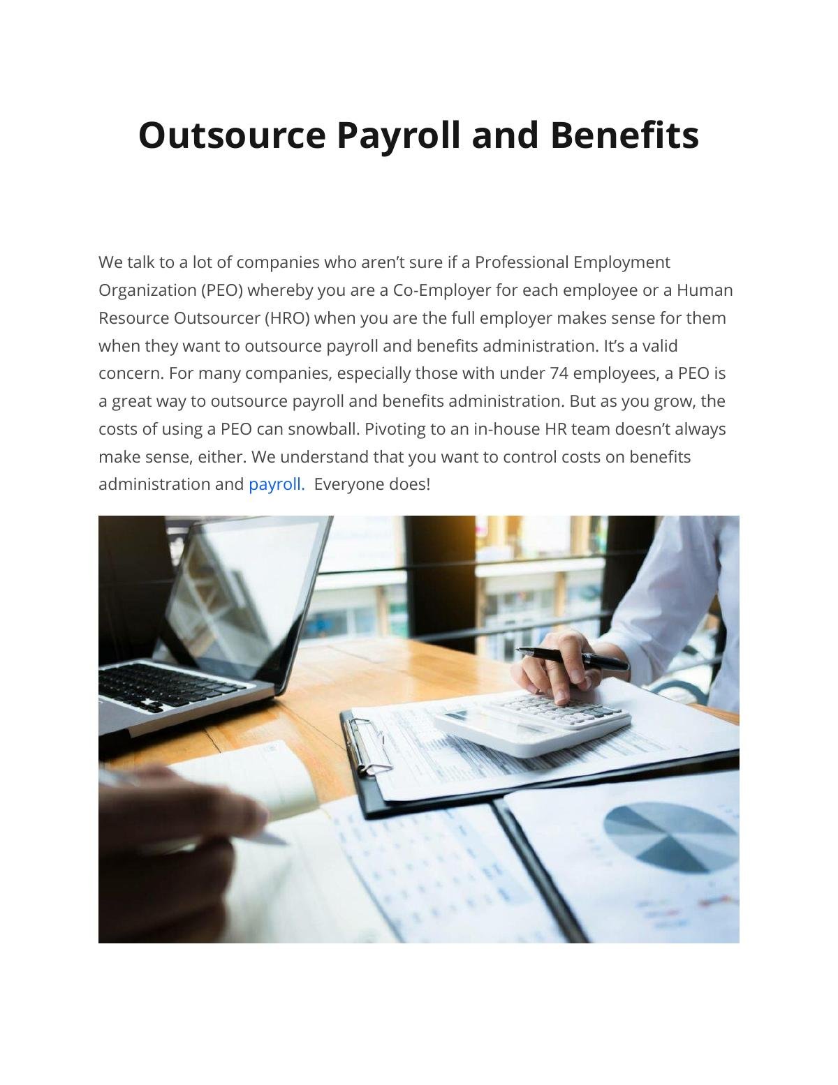 Outsource Payroll and Benefits