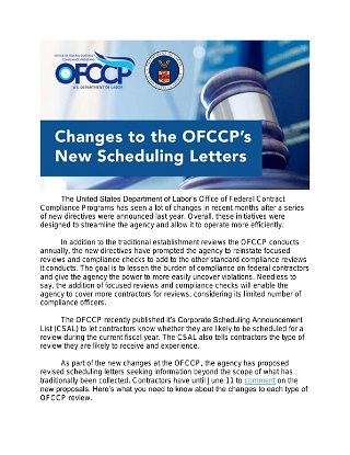 What you Need to Know About Changes to the OFCCP's New Scheduling Letters