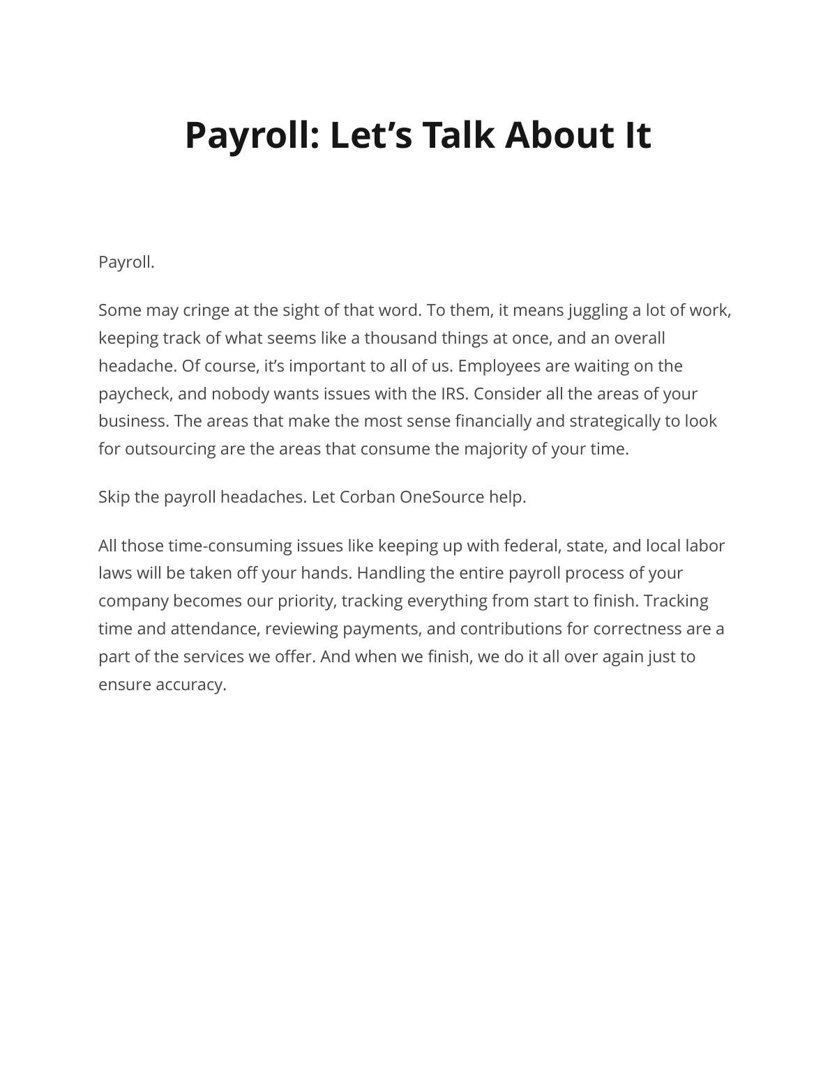 Payroll: Let’s Talk About It