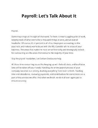 Payroll: Let’s Talk About It