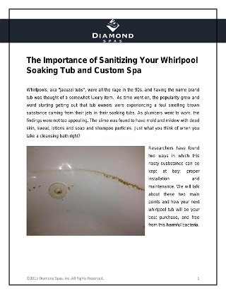 The Importance of Sanitizing Your Whirlpool Soaking Tub and Custom Spa