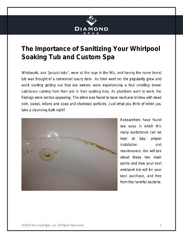 The Importance of Sanitizing Your Whirlpool Soaking Tub and Custom Spa