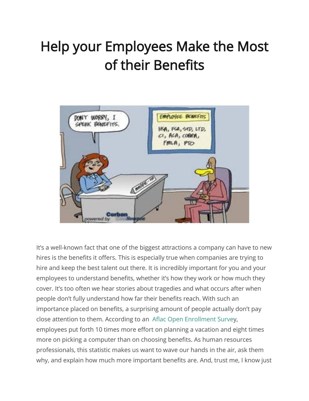 Help your Employees Make the Most of their Benefits     