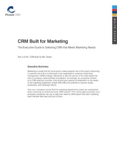 CRM Built for Marketing: The Executive Guide to Selecting CRM that Meets Marketing Needs