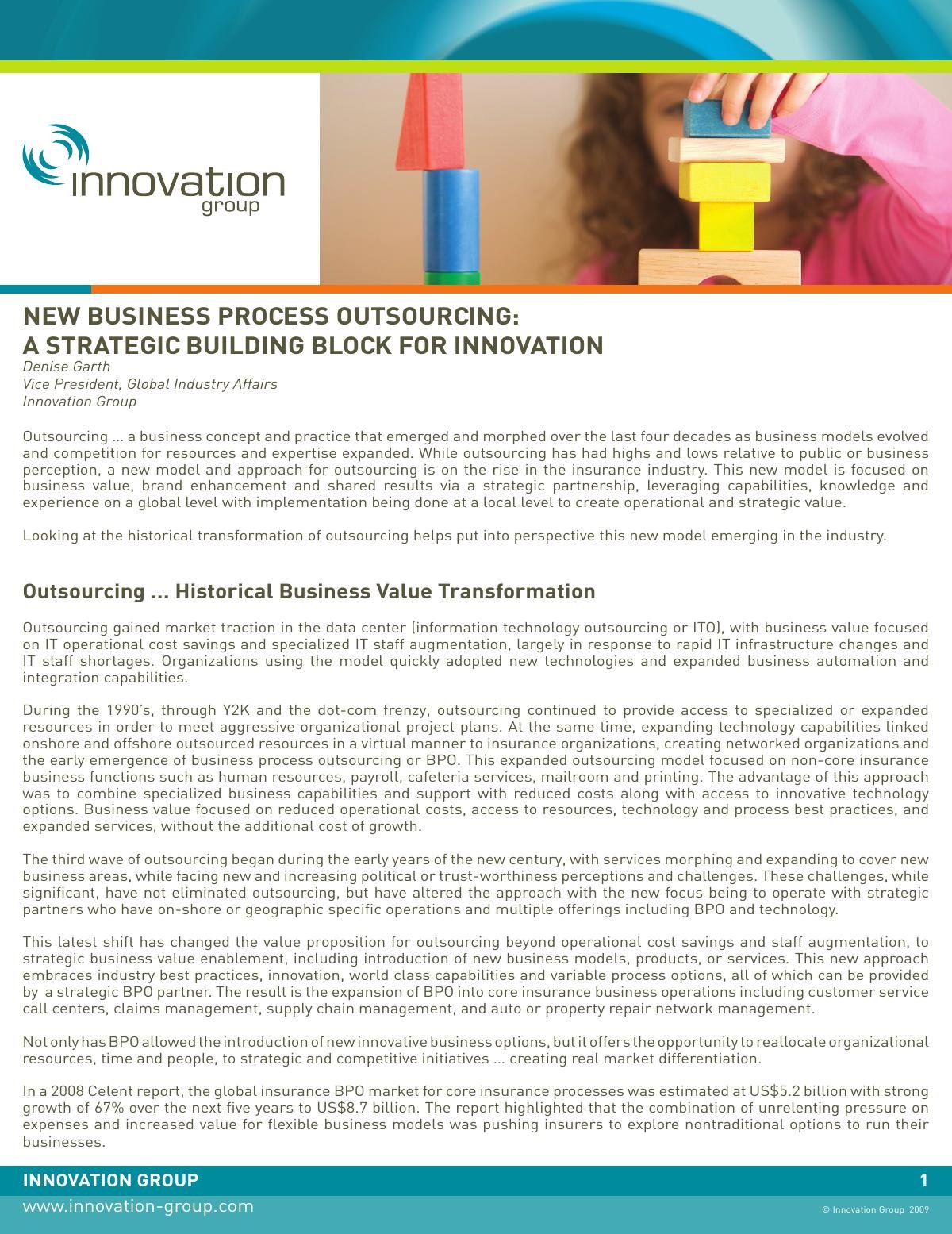 New Business Process Outsourcing: Strategic Building Block for Innovation