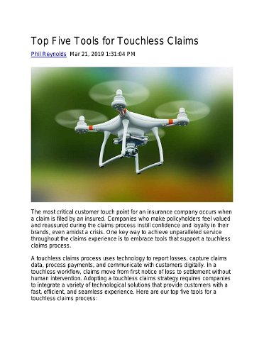 Top Five Tools for Touchless Claims