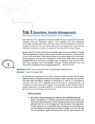 Top 3 Questions: Vendor Management