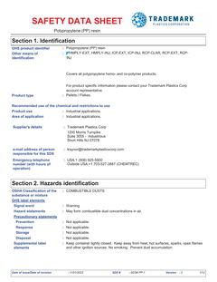 Safety Data Sheet - POLYPROPYLENE