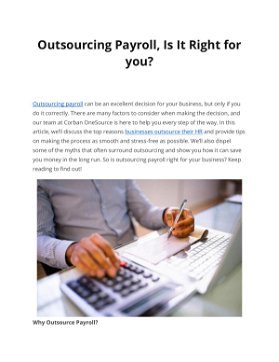Outsourcing Payroll, Is It Right for  you?