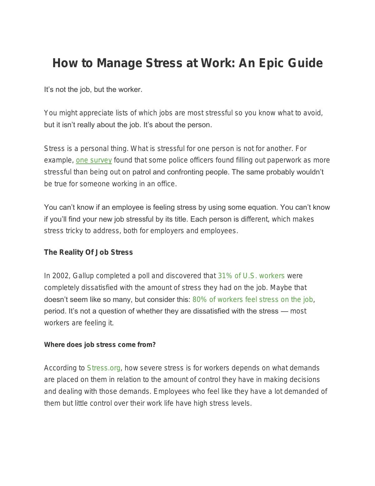 How to Manage Stress at Work: An Epic Guide