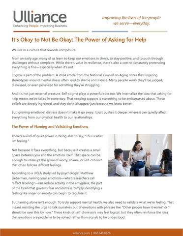 It's Okay to Not Be Okay: The Power of Asking for Help