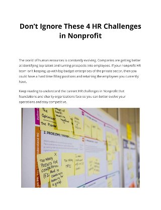 Don’t Ignore These 4 HR Challenges in Nonprofit 