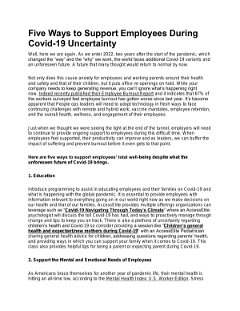 Five Ways to Support Employees During Covid-19 Uncertainty