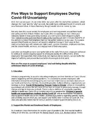 Five Ways to Support Employees During Covid-19 Uncertainty