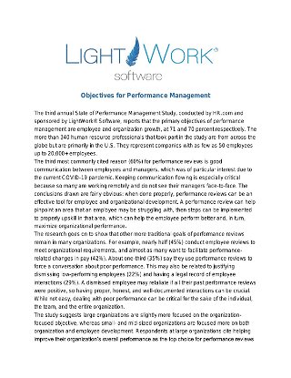 Objectives for Performance Management in 2021
