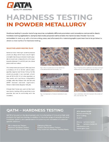 Hardness Testing in Powder Metallurgy