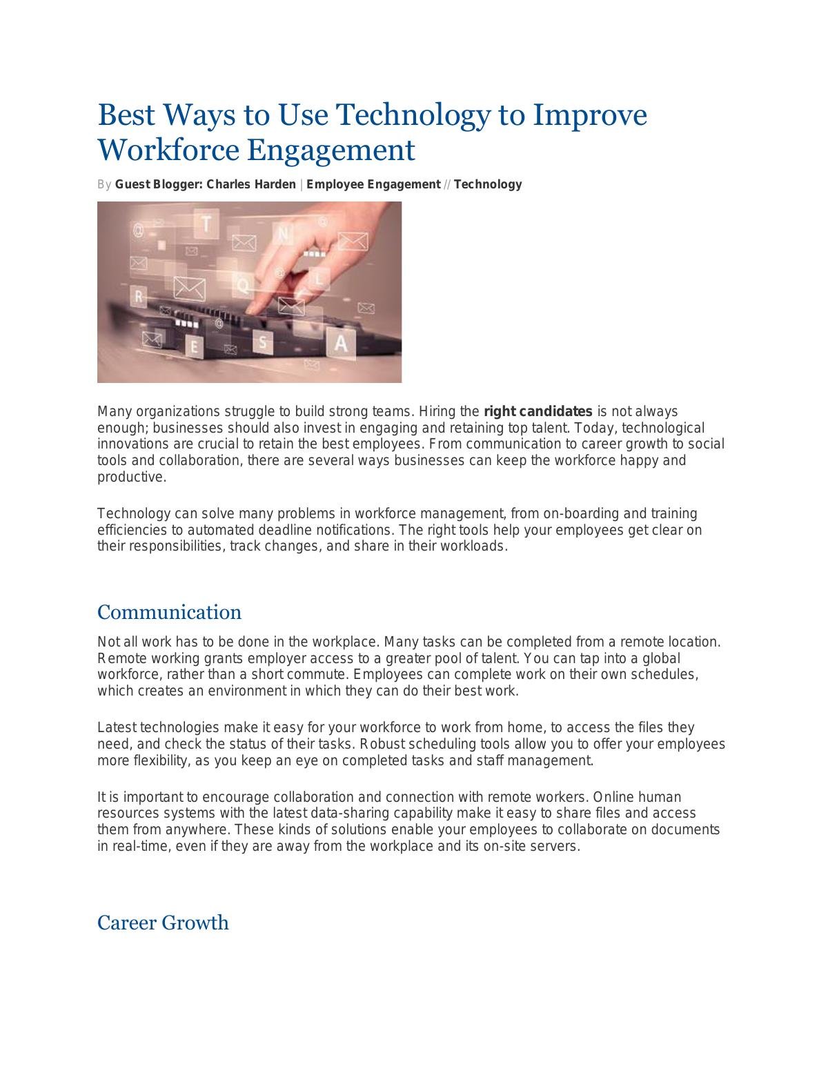 Best Ways to Use Technology to Improve Workforce Engagement