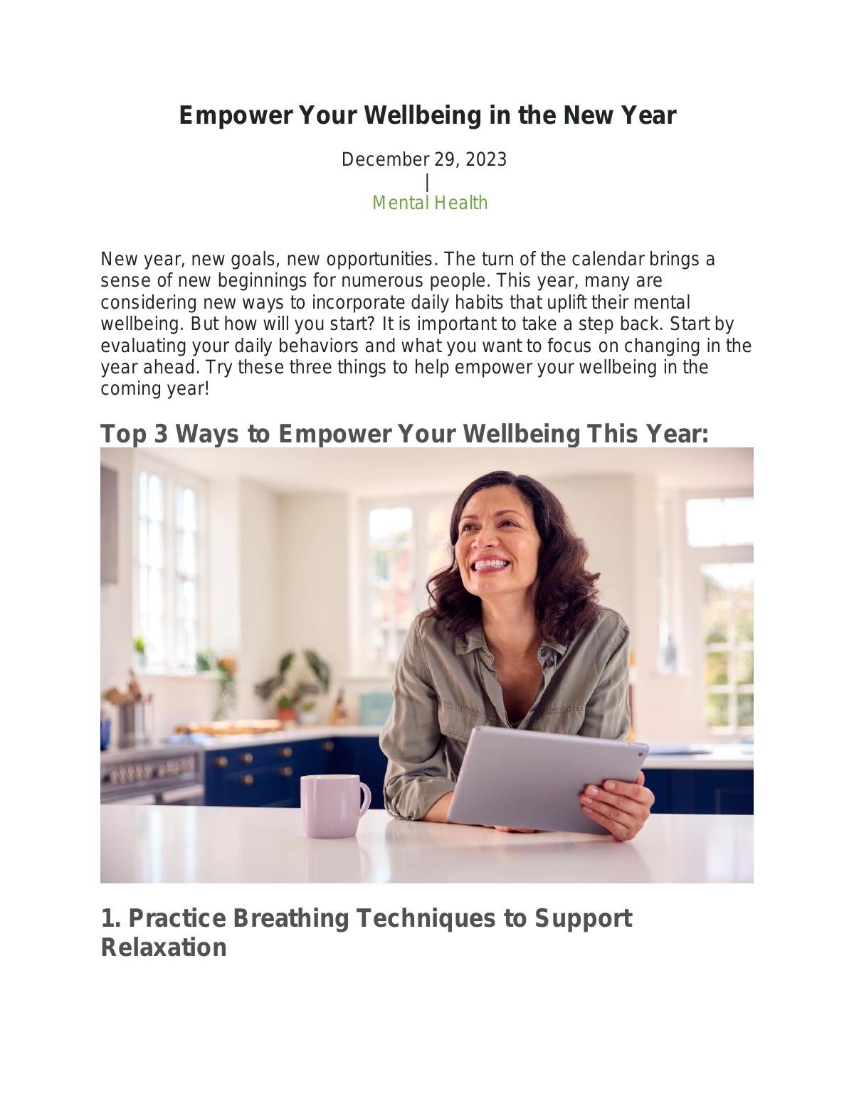 Empower Your Wellbeing in the New Year