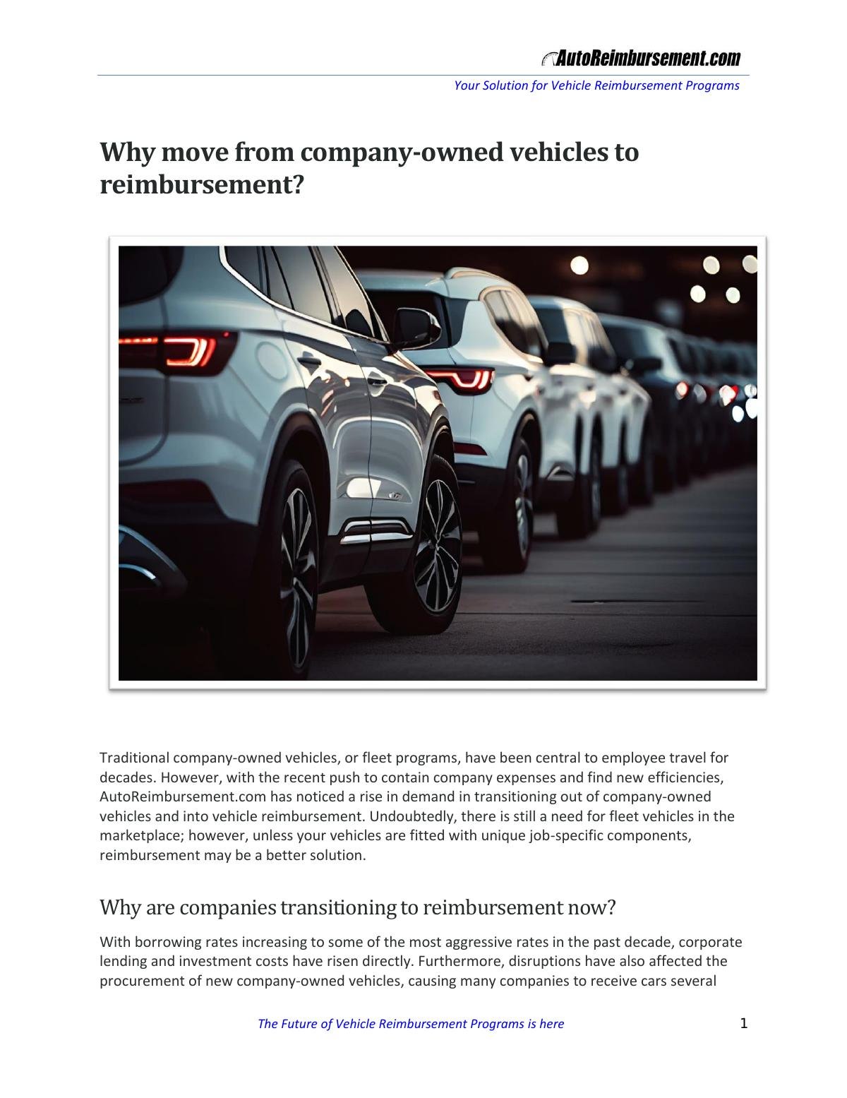 Why move from company-owned vehicles to reimbursement?