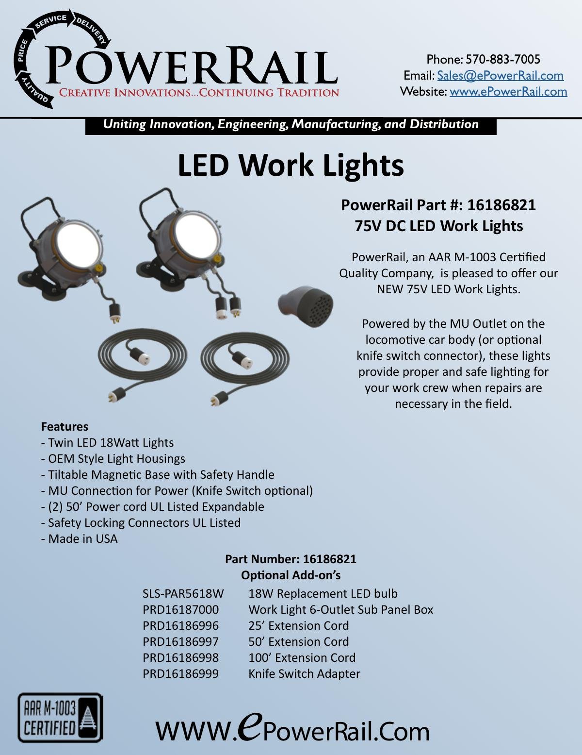PowerRail LED Work Lights