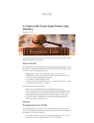 A Federal Bill Could Help Protect Gig Workers - Backgrounds Online BLOG