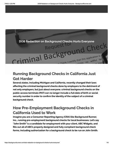 DOB Redaction on Background Checks Hurts Everyone