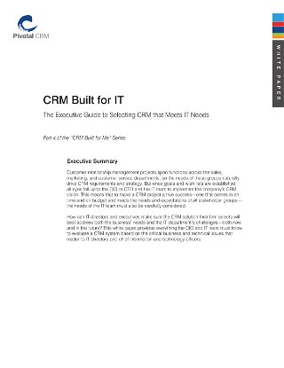 CRM Built for IT: The Executive Guide to Selecting CRM that Meets IT Needs