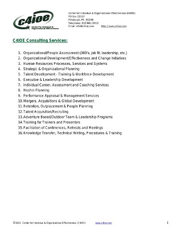 Requested Services of C4IOE - Description