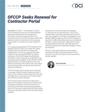 OFCCP Seeks Renewal for Contractor Portal