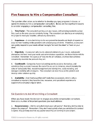 Five Reasons to Hire a Compensation Consultant