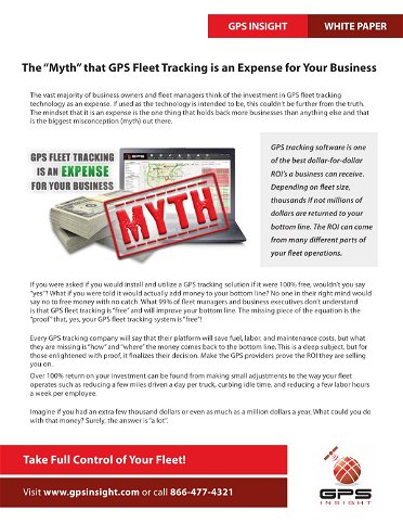The “Myth” that GPS Fleet Tracking is an Expense for Your Business