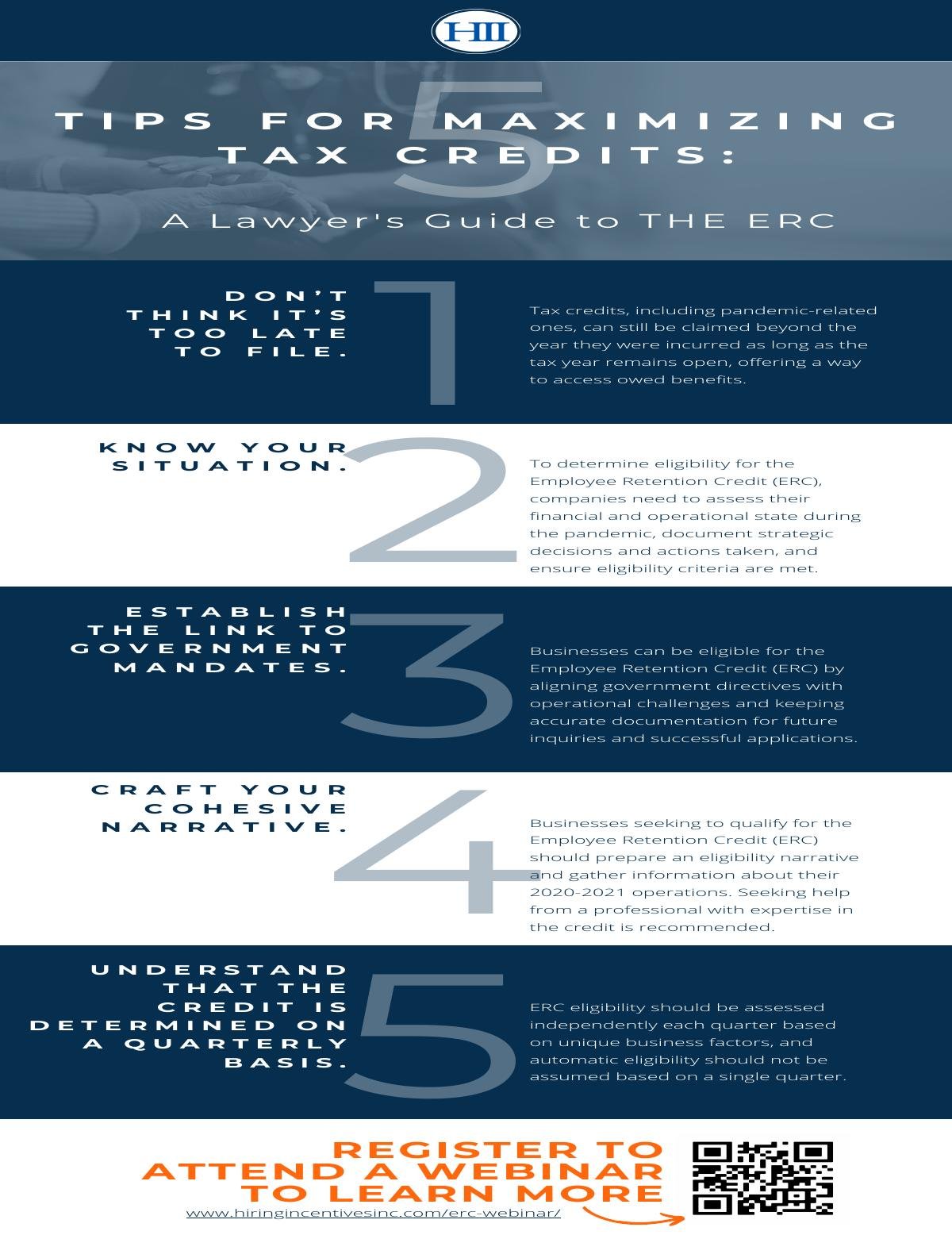 5 Tips for Maximizing Tax Credits:  A Lawyer's Guide to the ERC