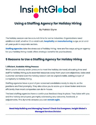 Using a Staffing Agency for Holiday Hiring