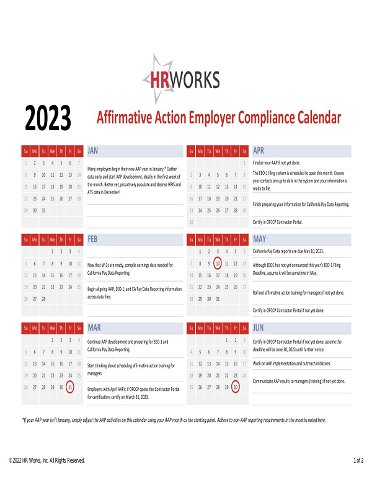 2023 Affirmative Action Employer Compliance Calendar