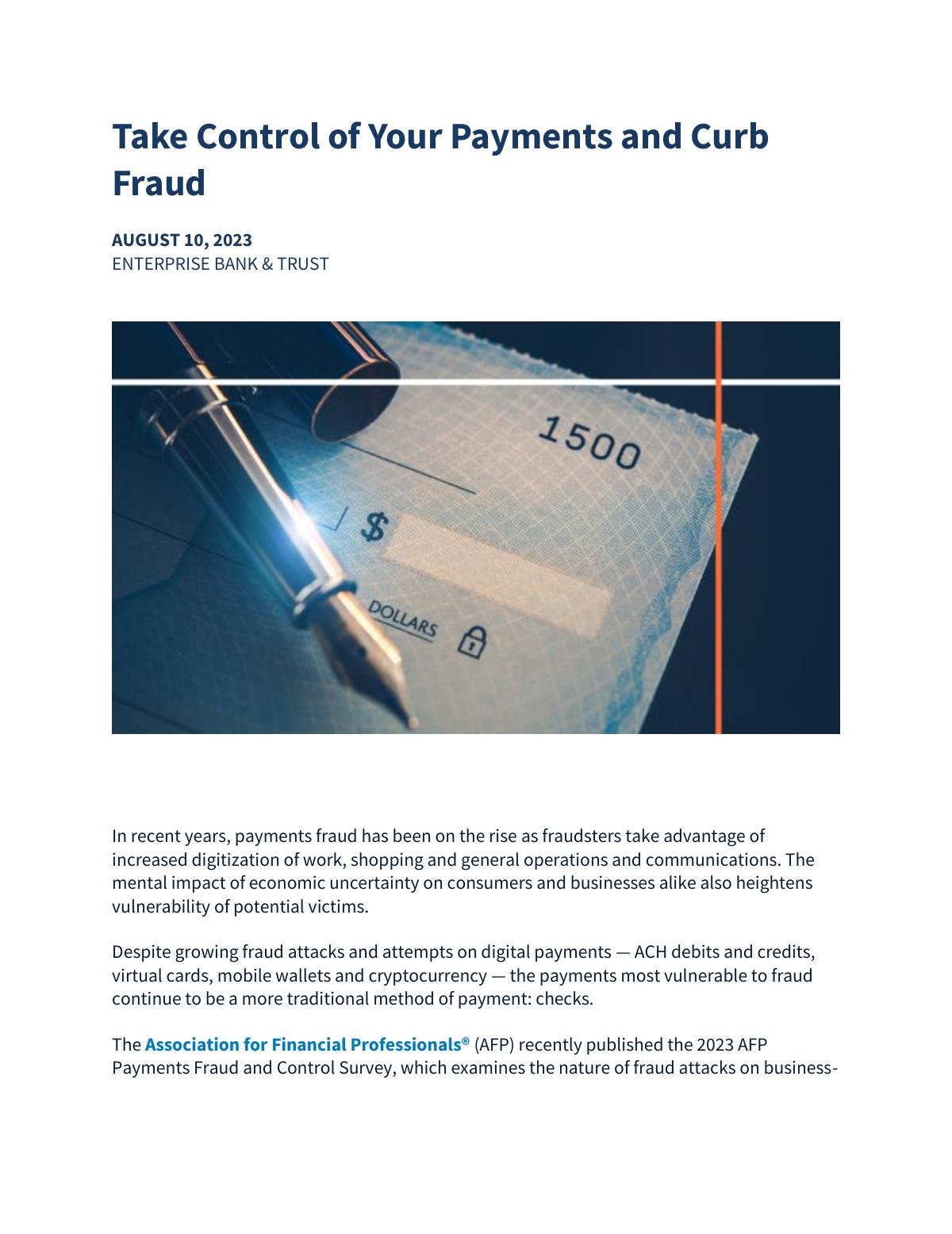 Take Control of Your Payments and Curb Fraud