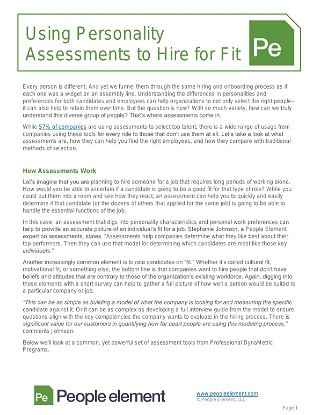 Using Personality Assessments to Hire for Fit