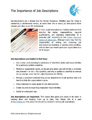 The Importance of Job Descriptions