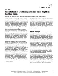 Accurate System Level Design with Low Noise Amplifier’s BlackBox Models