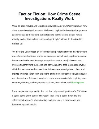 Fact or Fiction: How Crime Scene Investigations Really Work