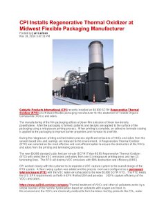 CPI Installs Regenerative Thermal Oxidizer at Midwest Flexible Packaging Manufacturer