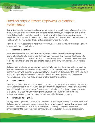 Practical Ways to Reward Employees for Standout Performance