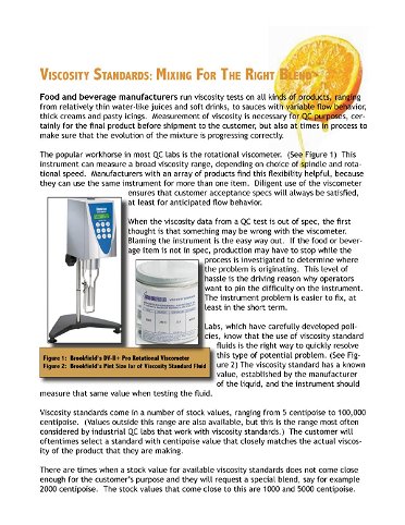 Viscosity Standards:  Mixing For The Right Blend